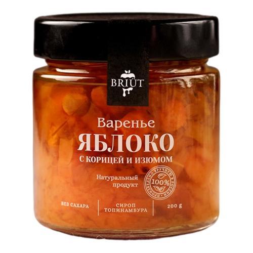 Варенье Briut Яблоко с изюмом и корицей на сиропе из топинамбура 200 гр., стекло