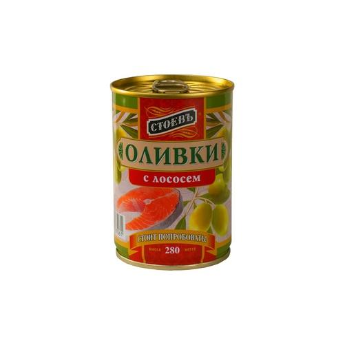 Оливки Стоевь с лососем, 280 гр., ж/б