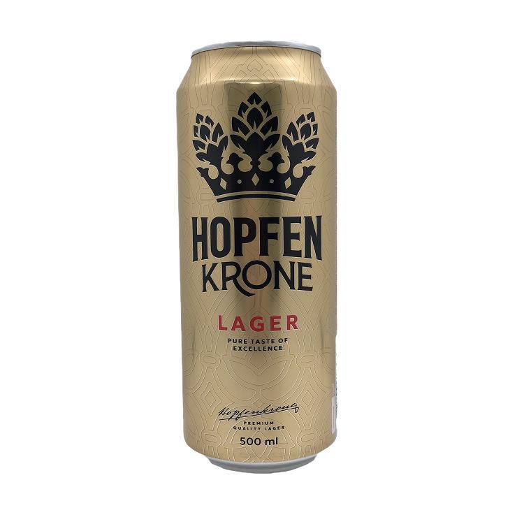 Пиво Hopfen Krone Lager светлое фильтрованное пастеризованное 5% 500 мл., ж/б