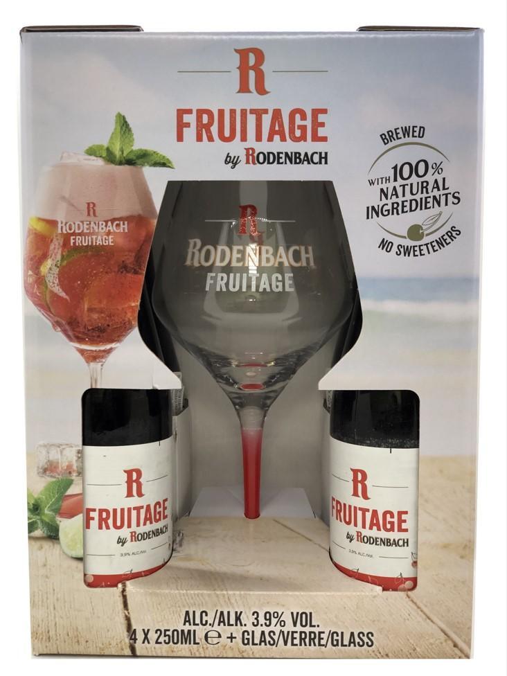 Пиво Rodenbach Fruitage 3,9% с бокалом 250 мл. х 4 шт., картон