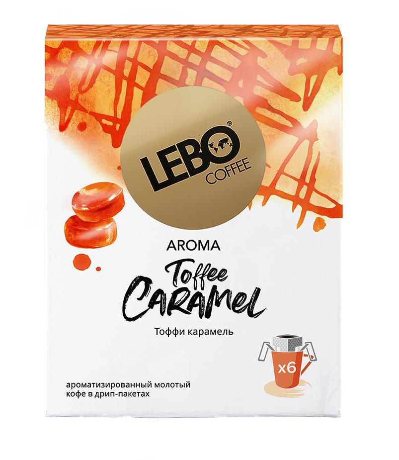 Кофе Lebo TOFFEE CARAMEL в дрип-пакете с ароматом карамели арабика 6 штук 63 гр., картон