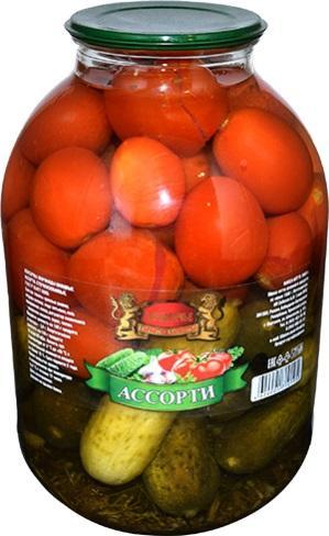 Ассорти овощное Черноречье помидоры и огурцы 3 л., стекло