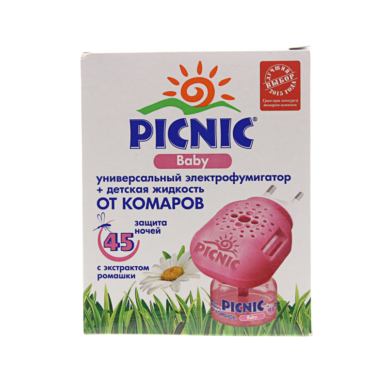 Электрофумигатор + жидкость от комаров Picnic Baby 45 ночей 30 мл., картон