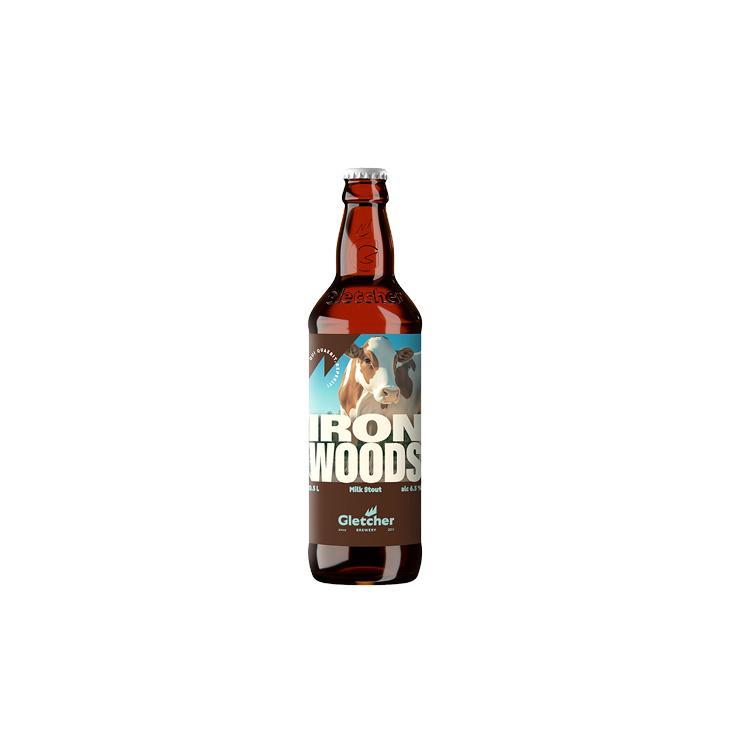 Напиток пивной Gletcher iron woods milk stout нефильтрованный пастеризованный 6,5% 500 мл., стекло