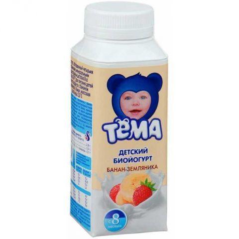 Биойогурт Тёма питьевой банан и земляника 2,8%,