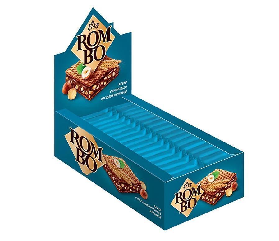 Батончик вафельный Rombo с ореховой начинкой 12,5 гр., флоу-пак