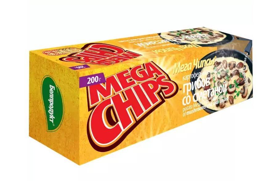 Чипсы Mega Chips грибы со сметаной 200 гр., картон