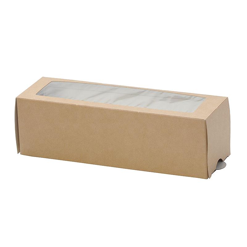 Коробка DoEco 180 х 55 х 55 мм. МВ 6 с окном для Макарони коричневая 500 шт.