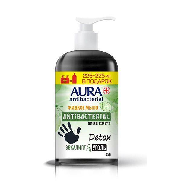 Мыло жидкое Aura Eco Protect Detox с антибактериальным эффектом 450 мл., флакон с дозатором