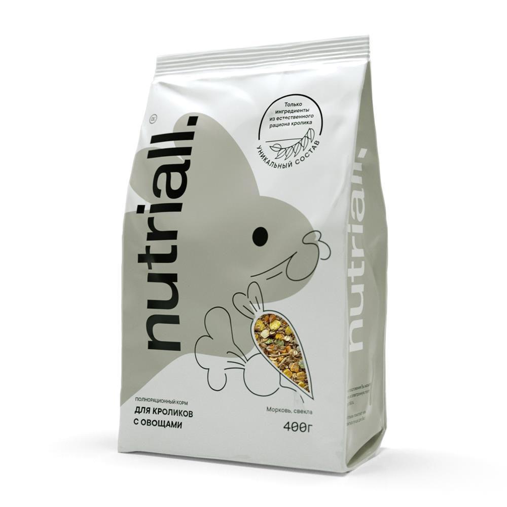 Корм для кроликов Nutriall полнорационный с овощами 400 гр., флоу-пак