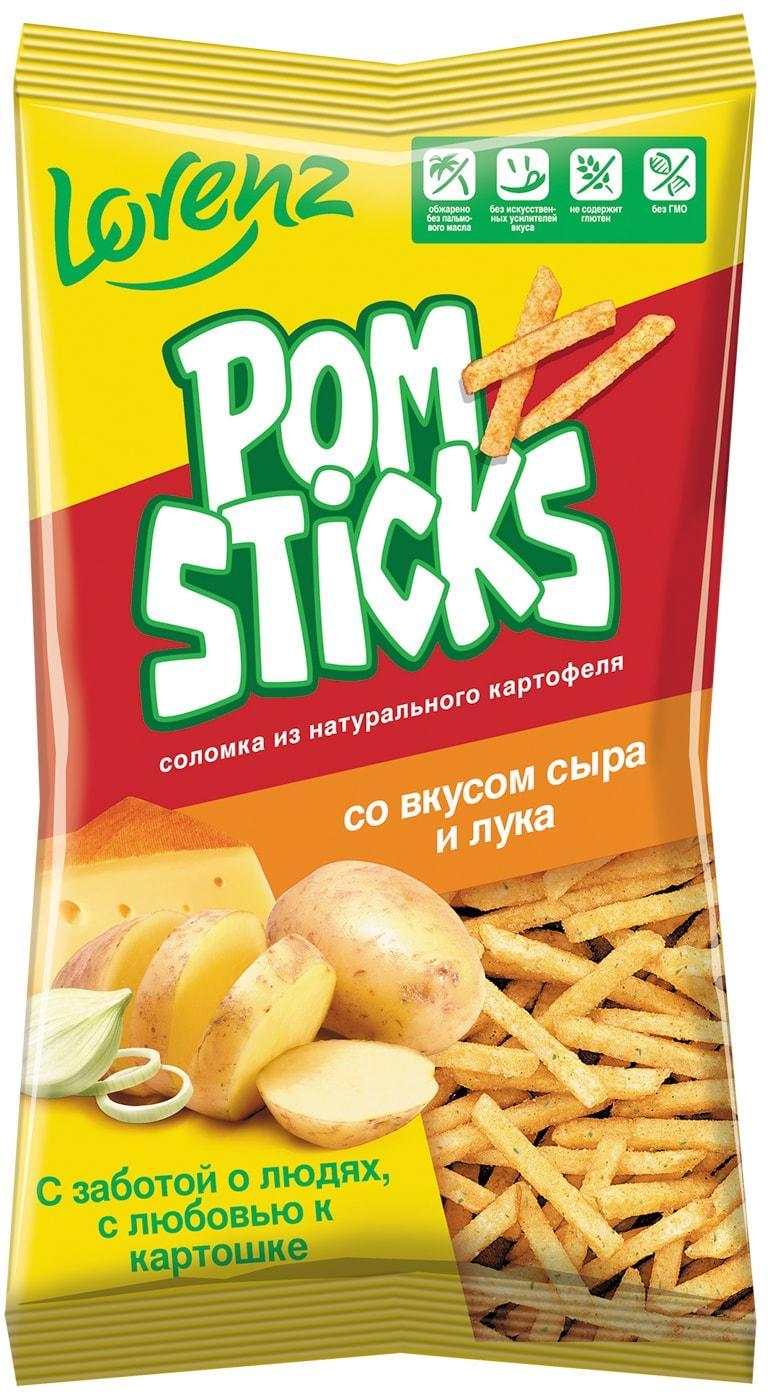 Чипсы Pomsticks сыр и лук соломка 100 гр., флоу-пак