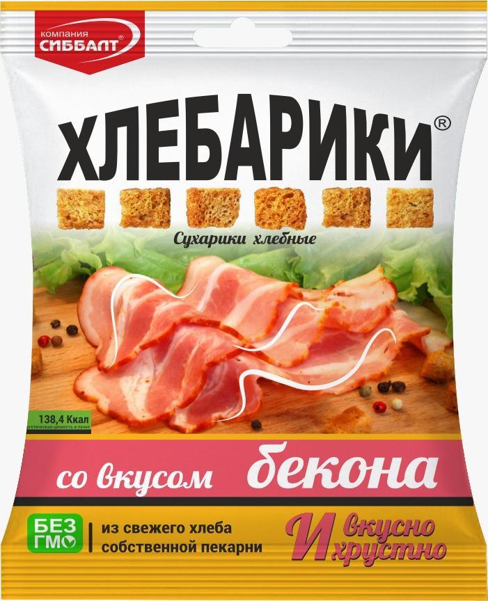 Сухарики хлебные ХЛЕБАРИКИ со вкусом бекона 40 гр., флоу-пак
