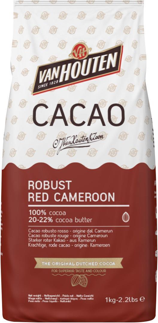 Какао порошок 100% DCP-20R118-VH-760 Robust red Cameroon Насыщенный красный Камерун 20-22%, Van Houten, 1 кг., металлизированный пакет