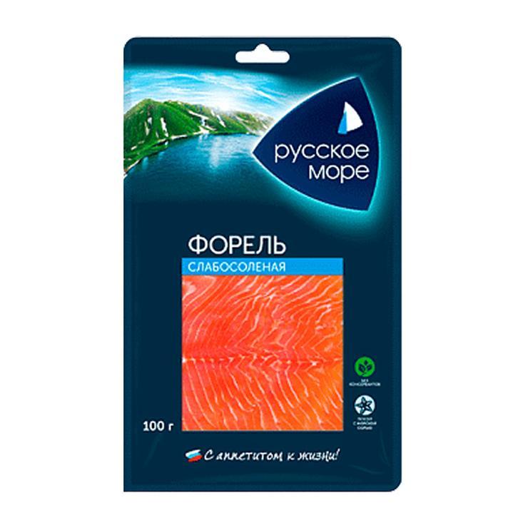 Форель Русское море радужная филе-ломтики слабосоленая 100 гр., вакуум