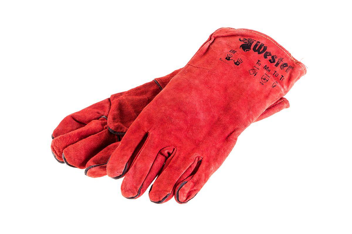 Краги сварщика спилковые, пятипалые, с флисовой подкладкой Wester WG01 990-092, 280 гр.,