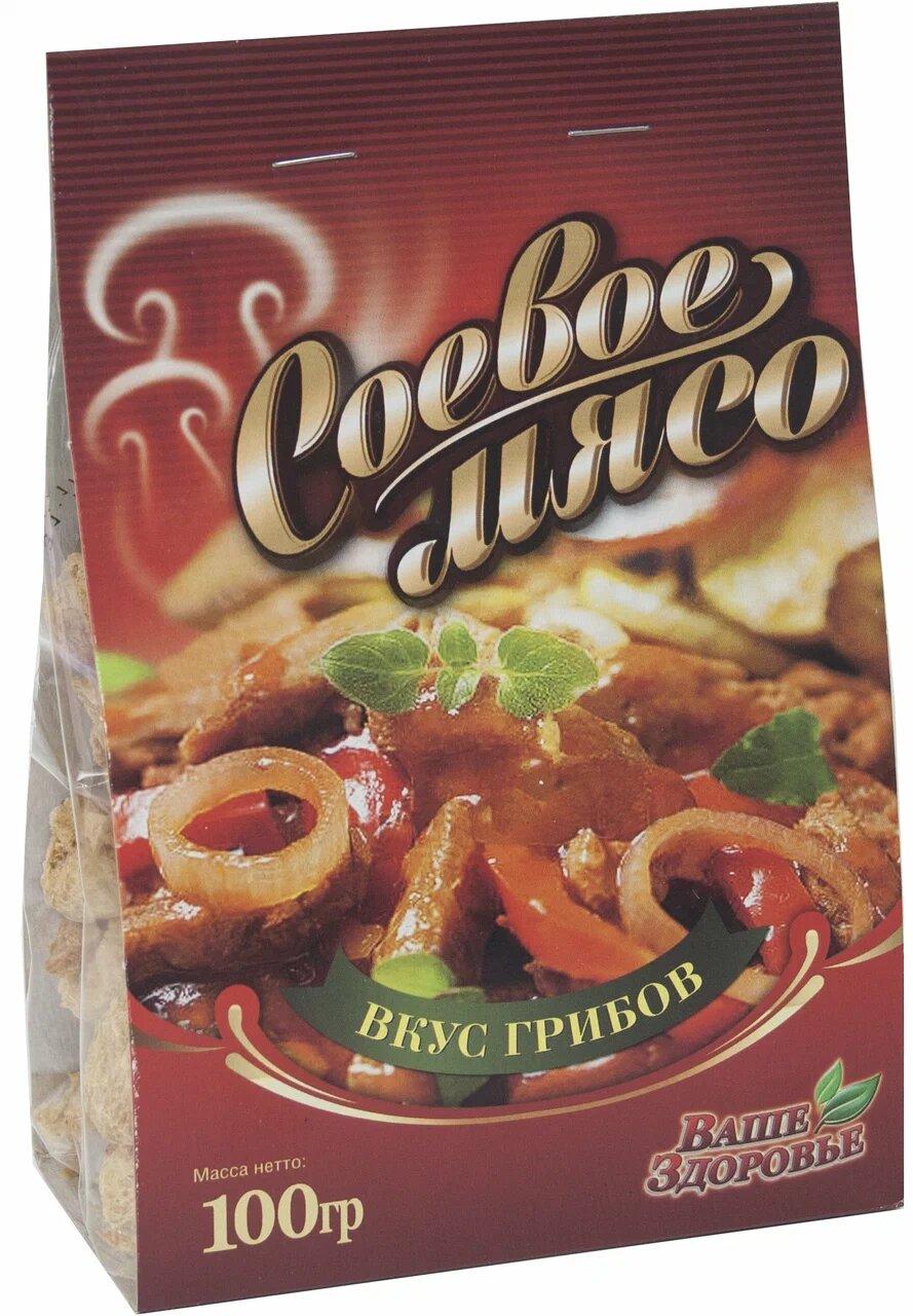Соевое мясо Ваше Здоровье со вкусом грибов 100 гр., флоу-пак