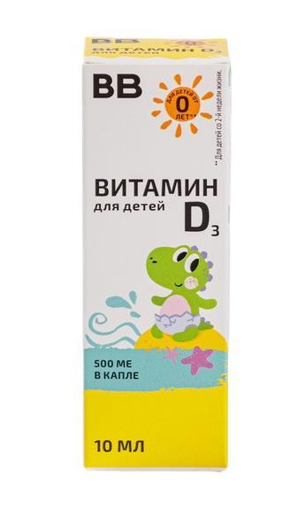Витамин D3 ВкусВилл для детей 500 МЕ 10 мл., картон
