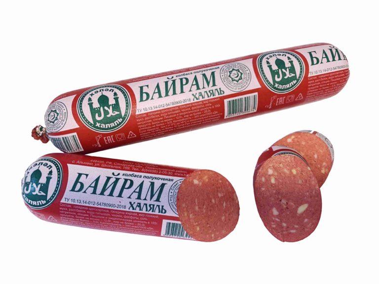 Колбаса полукопченая Евроком байрам халяль 400 гр., оболочка