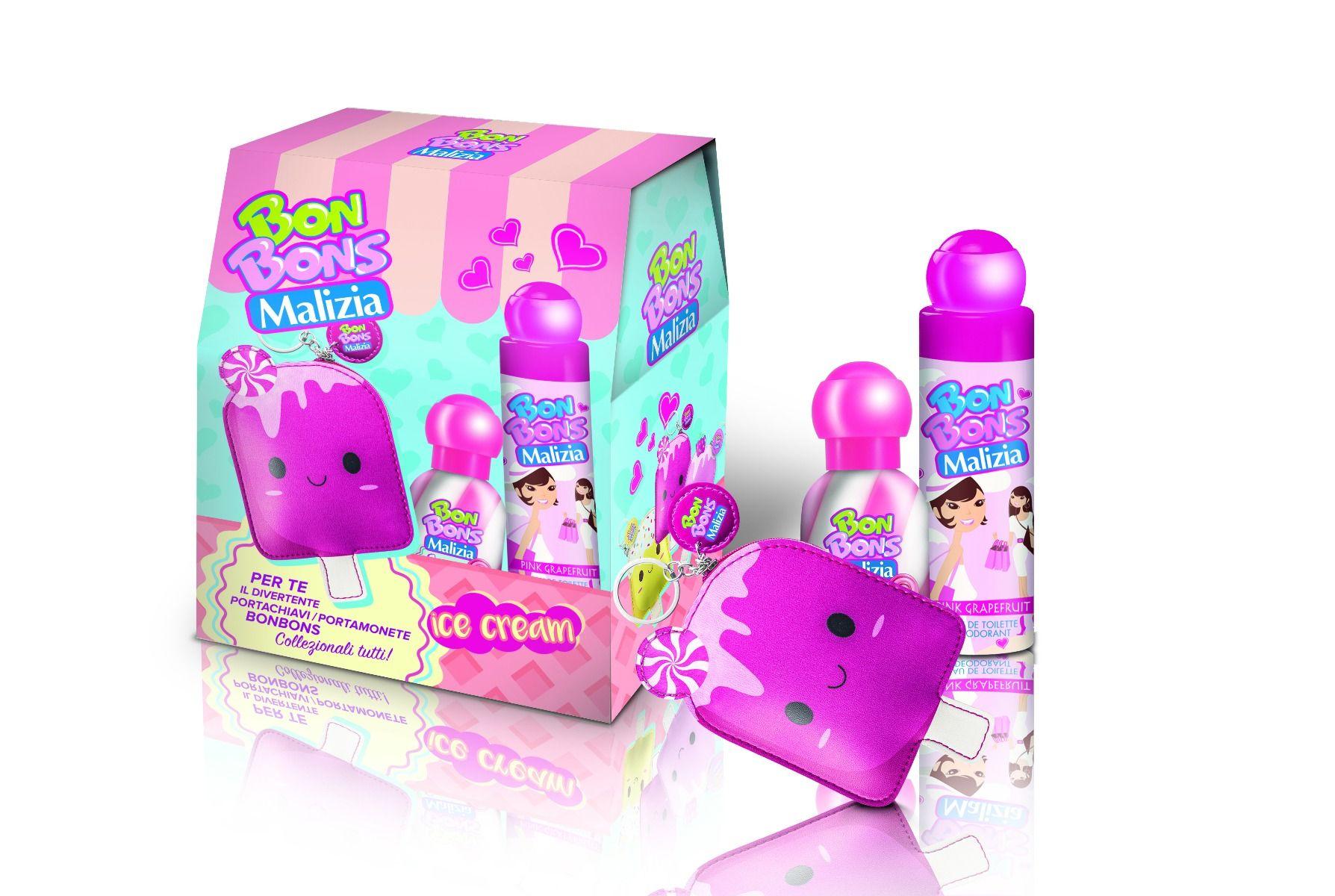 Набор подарочный Malizia Bon Bons Ice cream Дезодорант + Туалетная вода + Кошелек
