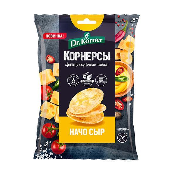 Чипсы Dr. Korner сыр начо цельнозерновые кукурузно-рисовые 50 гр., флоу-пак