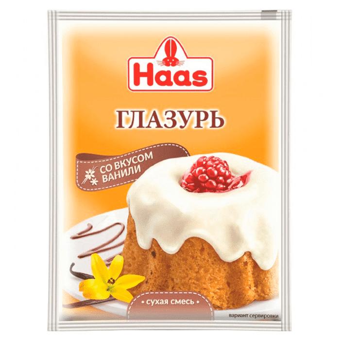Глазурь для выпечки со вкусом ванили Haas, 75 гр., пластиковый пакет
