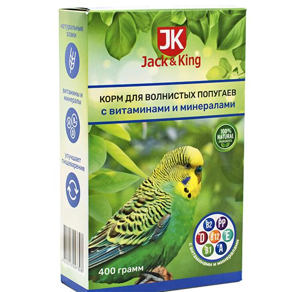 Корм Jack&King для попугаев с витаминами и минералами 400 гр., картон