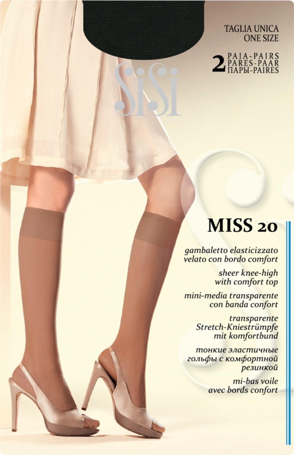 Гольфы женские Sisi Miss 20 den Nero черные 2 пары, картон