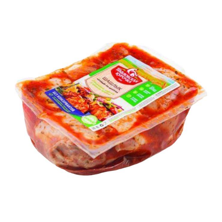 Шашлык Павловская Курочка куриный особый по абхазски в томатном маринаде 1 кг., вакуум