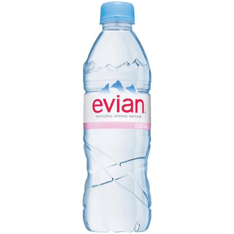 Вода негазированная Evian минеральная натуральная Франция 500 мл., ПЭТ