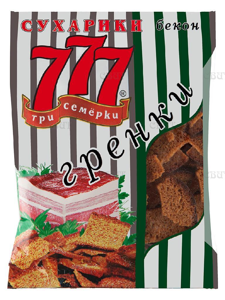 Гренки 777 со вкусом бекон, 150 гр, флоу-пак