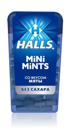 Леденцы Halls Mini Mints мята без сахара 12,5 гр., пластиковая упаковка