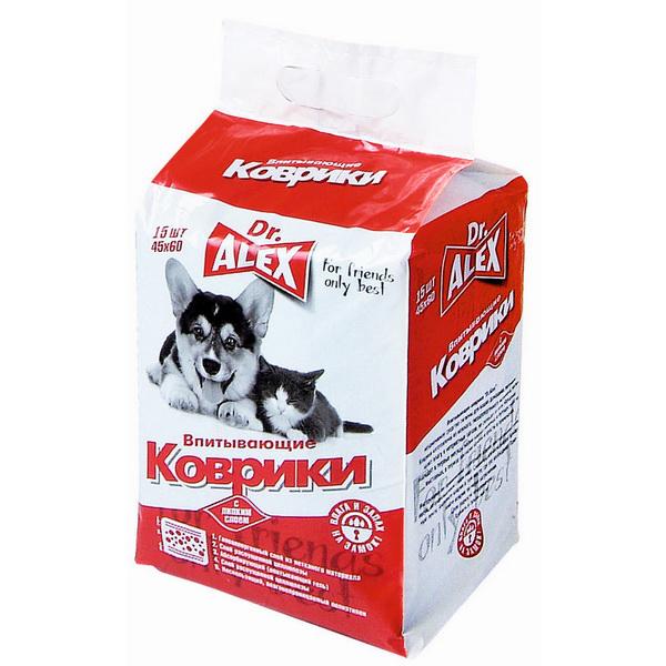Коврики впитывающие с липким слоем 45х60 15 шт., Dr.Alex, 700 гр., флоу-пак