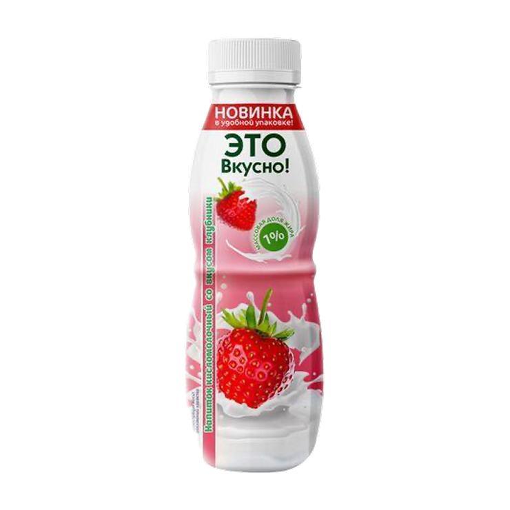 Напиток кисломолочный Это вкусно клубника 1% 430 мл., ПЭТ