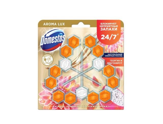 Блок для очищения унитаза Domestos power 5 aroma lux георгин и драгонфрут 3 штуки 150 гр., блистер