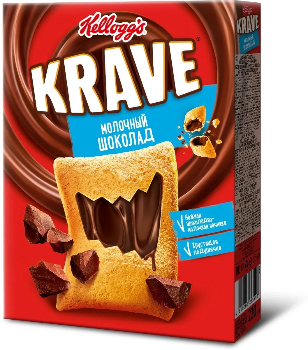 Готовый завтрак Kellogg's Krave хрустящие подушечки с нежной шоколадно-молочной начинкой 220 гр., картон