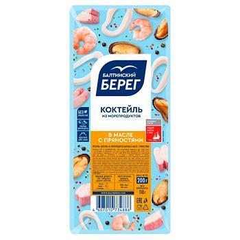 Коктейль Балтийский Берег из морепродуктов в масле с пряностями 200 гр., пластиковый контейнер
