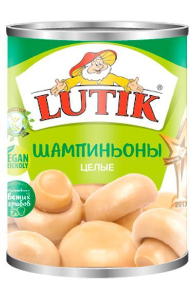 Шампиньоны Lutik целые 425 мл., ж/б