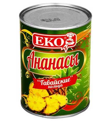 Фрукты консервированные Eko ананасы кольцами