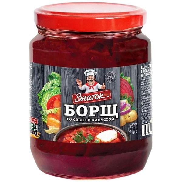 Борщ Знаток свежая капуста 500 гр., стекло