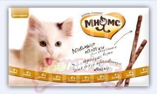 Лакомые палочки Мнямс для кошек 13,5 см с цыпленком и уткой, 10х5 гр., картон