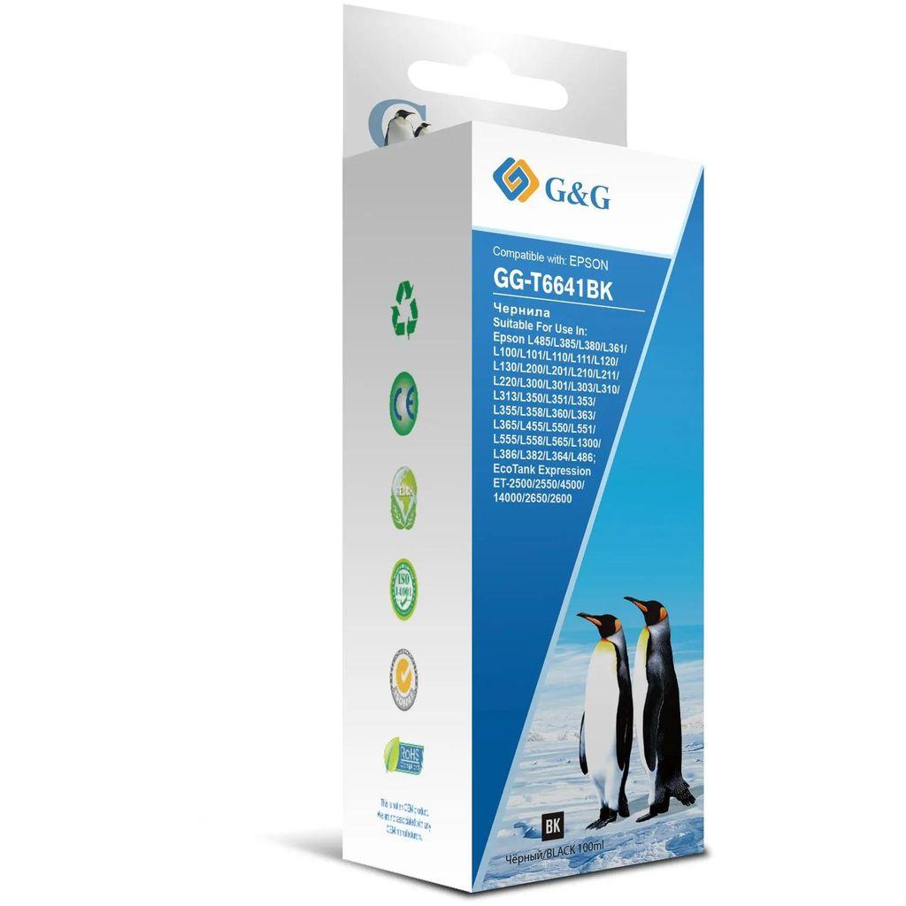 Чернила G&G GG-T6641BK, для Epson, 100мл, черный