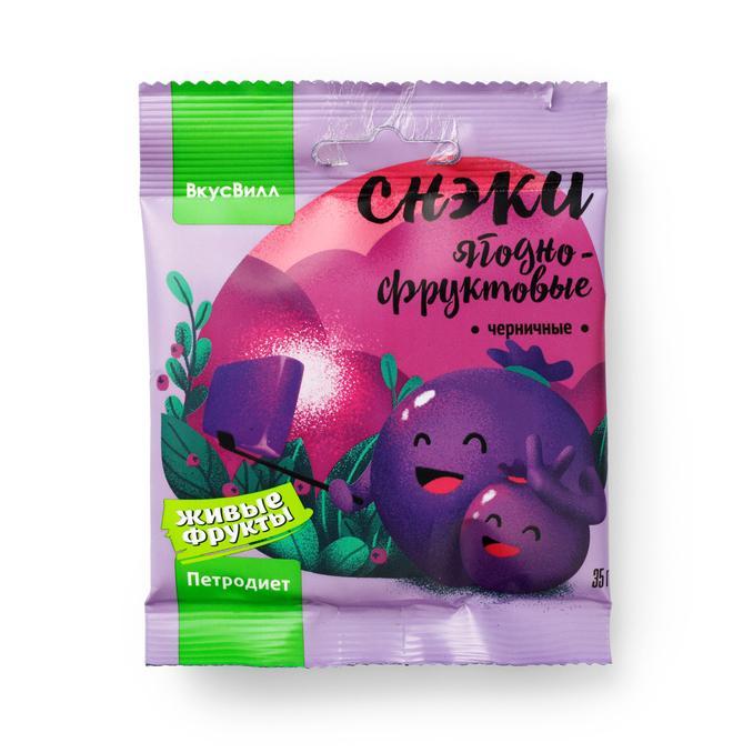 Снеки ягодно-фруктовые ВкусВилл черничные 35 гр., флоу-пак