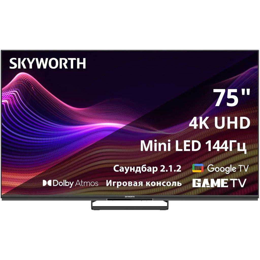 Телевизор 75 дюймов SKYWORTH 75X87G QD-Mini LED QLED, 4K Ultra HD, СМАРТ ТВ, Google TV, черный