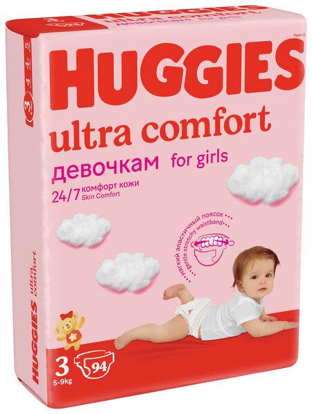 Подгузники Huggies Ultra Comfort 3 разм 5-9 кг S/M Midi 78 шт. для девочек, пакет