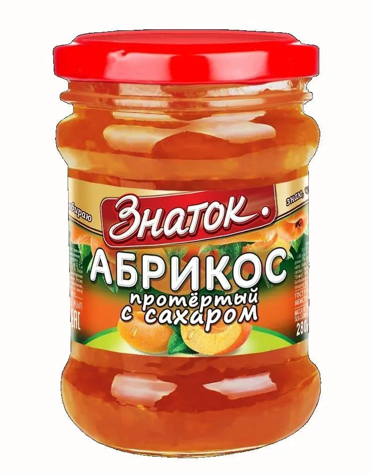 Абрикос Знаток протертый с сахаром 280 гр., стекло