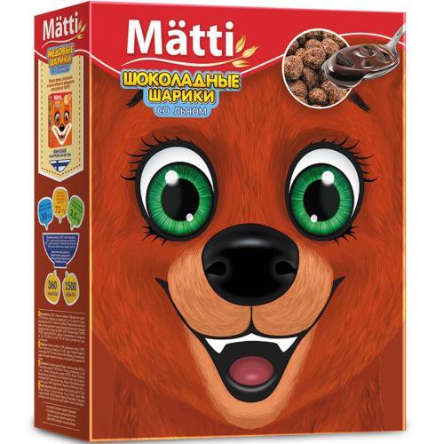 Готовый завтрак Шоколадные Шарики со Льном, Matti, 250 гр., Картонная коробка