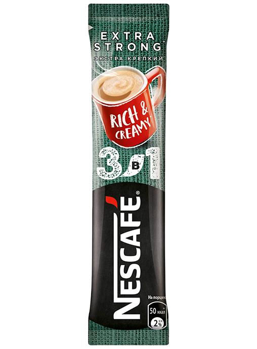 Кофе Nescafe 3 в 1 Xtra Strong растворимый крепкий 16 гр., флоу-пак