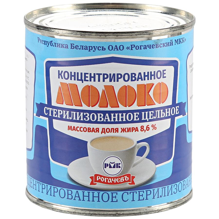 Молоко Рогачёвъ концентрированное стерилизованное цельное 8,6% 300 гр., ж/б