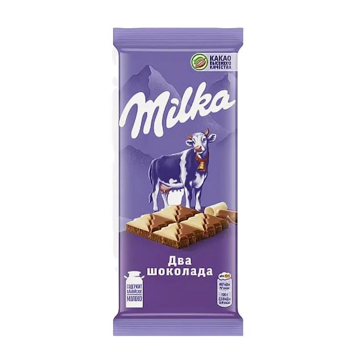 Шоколад Milka молочный два шоколада с белым шоколадом 73 гр., флоу-пак