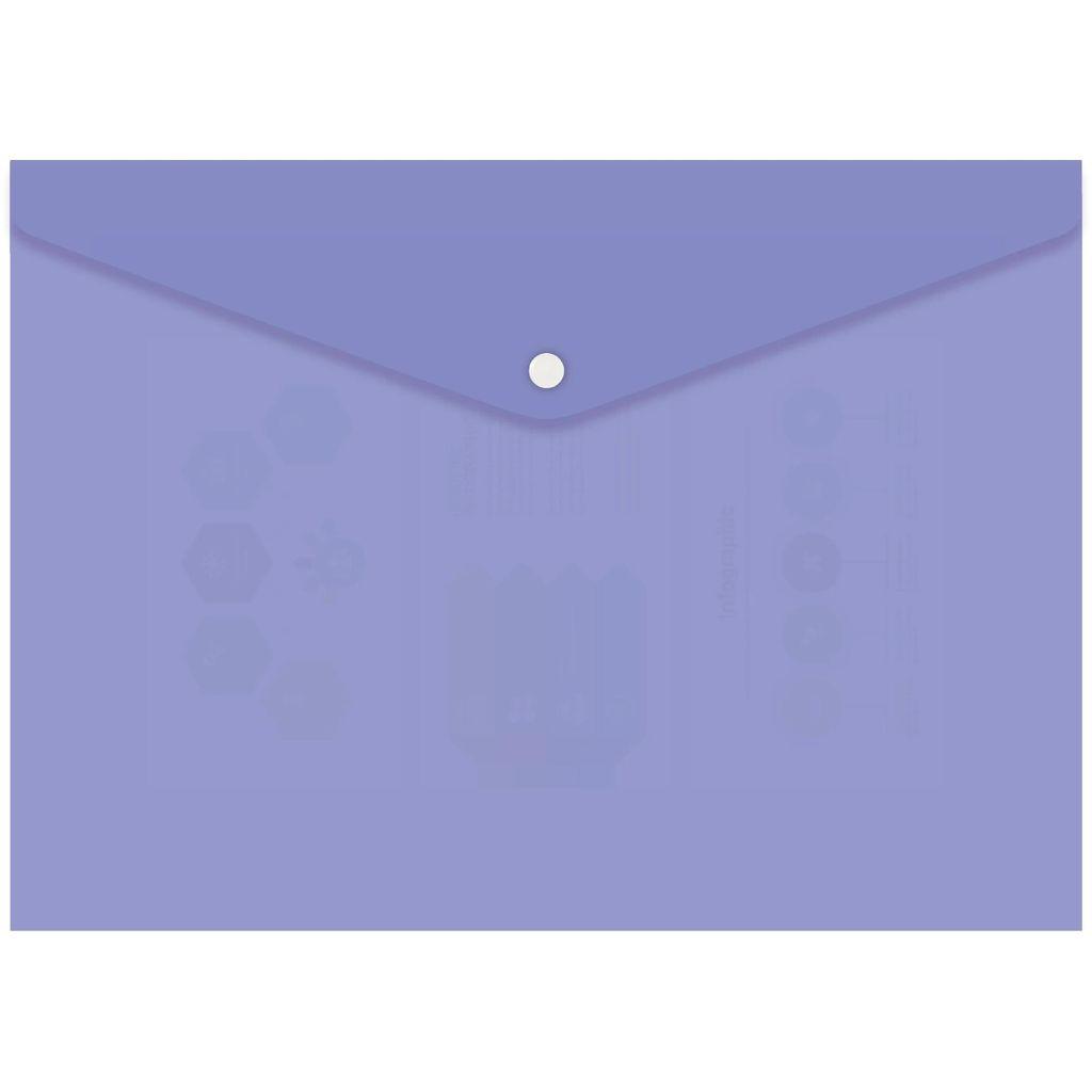 Конверт на кнопке Бюрократ Пастель -PKPAST/VIO, A4 пластик, 0.18мм, фиолетовый